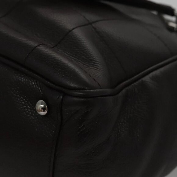 CHANEL Hand Bag Grained Calf Skin Dark Brown Silver CC - Picture 6 of 16